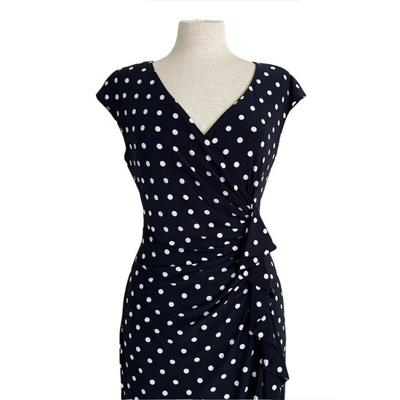 American Living Retro Pin Up Navy Polka Dot Dress - Picture 2 of 9